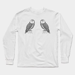 Snowy Owls in Love - bird design on white Long Sleeve T-Shirt